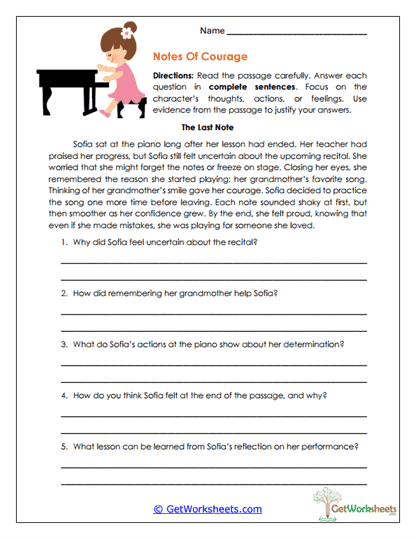 Courage Notes Worksheet