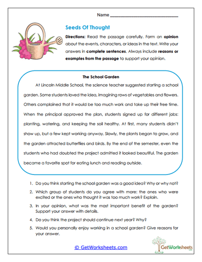 Seed Thoughts Worksheet