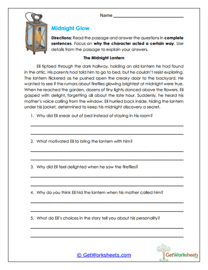 Midnight Character Study Worksheet