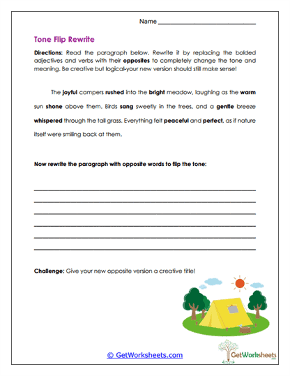 Tone Flip Rewrite Worksheet