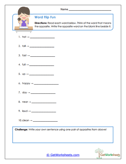 Word Flip Fun Worksheet