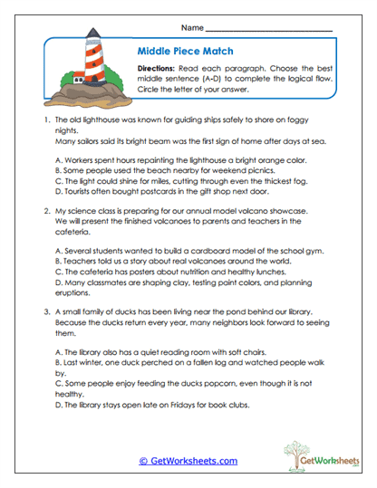 Organizing Ideas Logically Worksheets