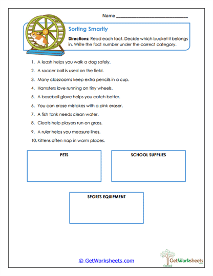 Category Sort Practice Worksheet