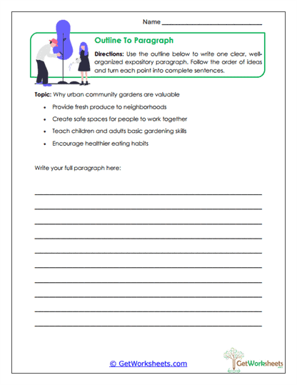 Outline to Paragraph Worksheet