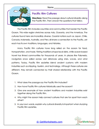 Pacific Rim Cultures Worksheet