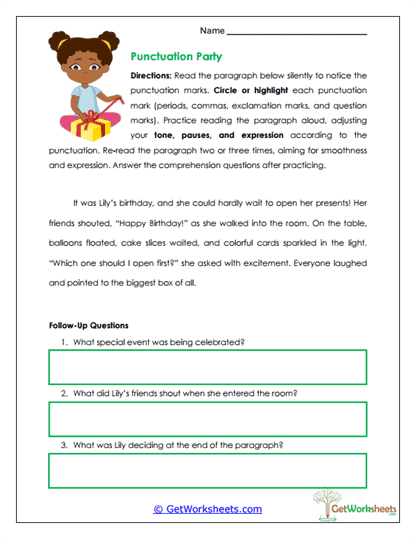Punctuation Party Worksheet