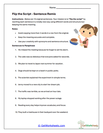 Script Remix Worksheet