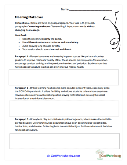 Meaning Makeover Worksheet