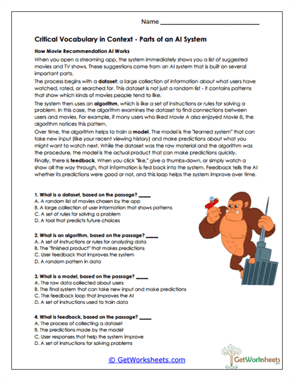 Vocabulary in Context Worksheet