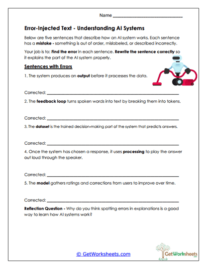 Error-Injected Text Worksheet