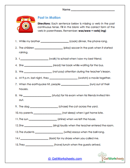 Past in Motion Worksheet