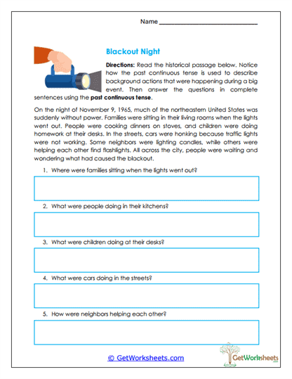 Blackout Night Worksheet