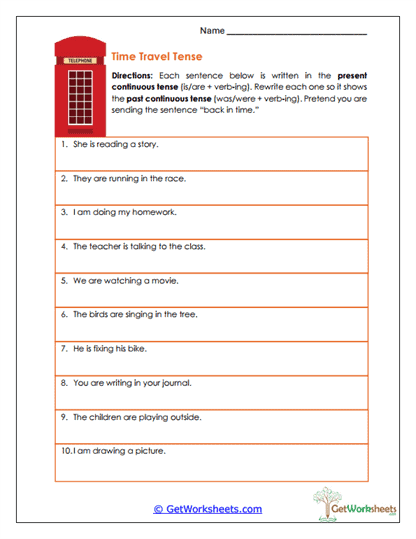 Time Travel Tense Worksheet