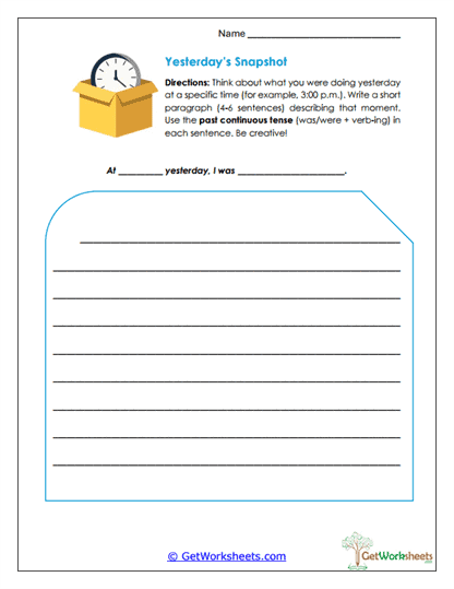 Yesterday's Snapshot Worksheet