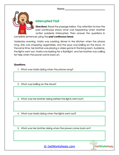 Interrupted Past Worksheet