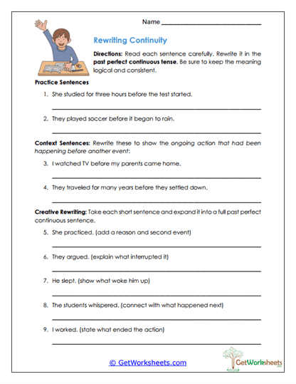 Rewriting Continuity Worksheet
