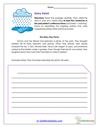 Rainy Retell Worksheet
