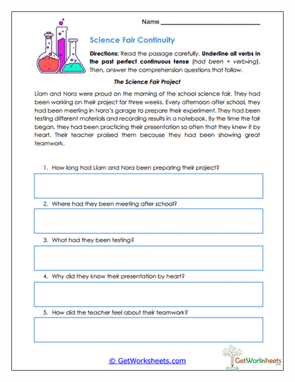 Science Fair Continuity Worksheet