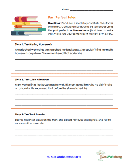 Past Perfect Tales Worksheet