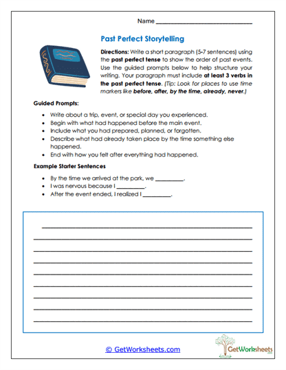 Past Perfect Storytelling Worksheet