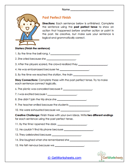Past Perfect Finish Worksheet