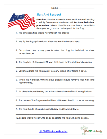 Stars and Respect Worksheet