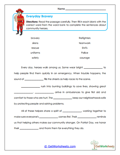 Everyday Bravery Worksheet