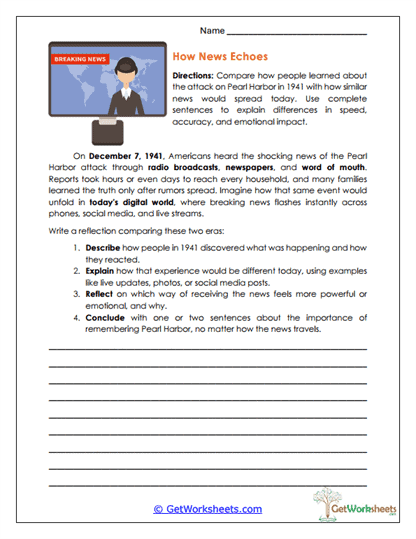 How News Echoes Worksheet
