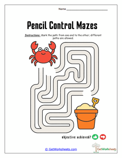 Pencil Control Maze Worksheet Collection