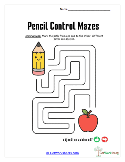 Pencil-to-Apple Pathway Worksheet