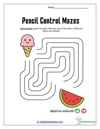 Ice Cream to Watermelon Trail Worksheet