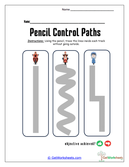 Character Track Tracing Worksheet
