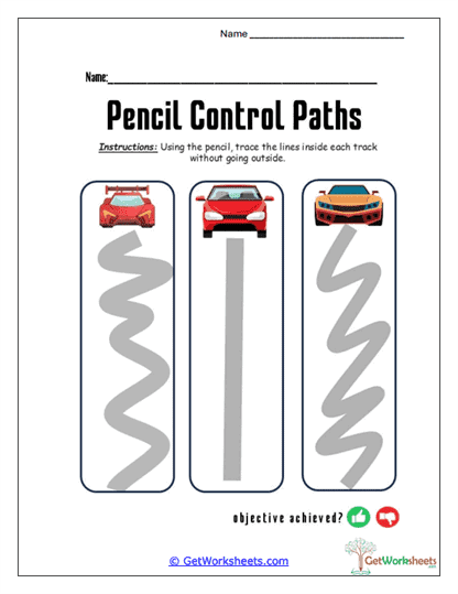 Sports Car Track Tracing Worksheet