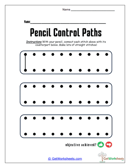 Straight Stitch Paths Worksheet