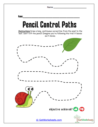 Snail Trail Tracing Worksheet