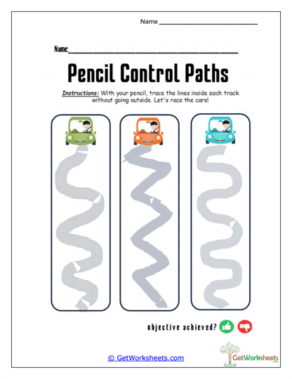 Car Racing Paths Worksheet