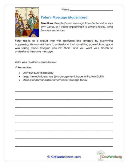 Peter's Message Modernized Worksheet