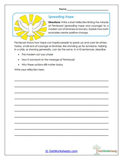 Spreading Hope Worksheet