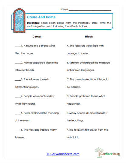 Cause and Flame Worksheet