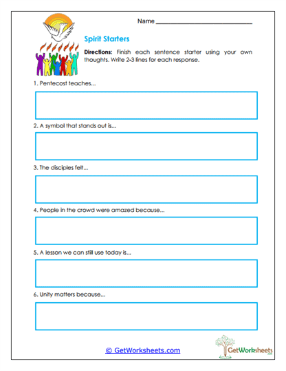 Spirit Starters Worksheet