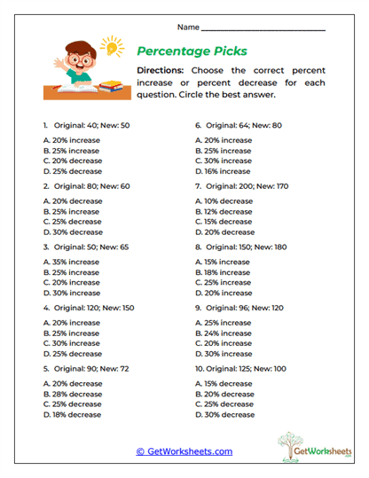Percentage Picks Worksheet