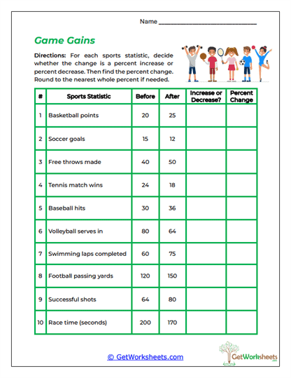 Game Gains Worksheet