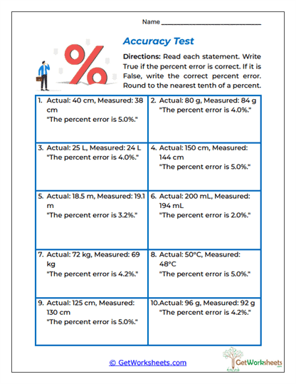 Accuracy Test Worksheet