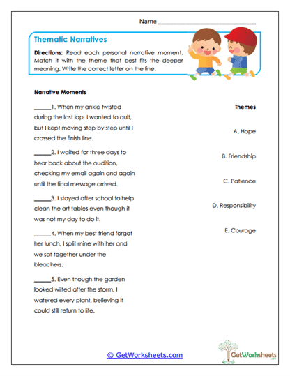 Thematic Narratives Worksheet