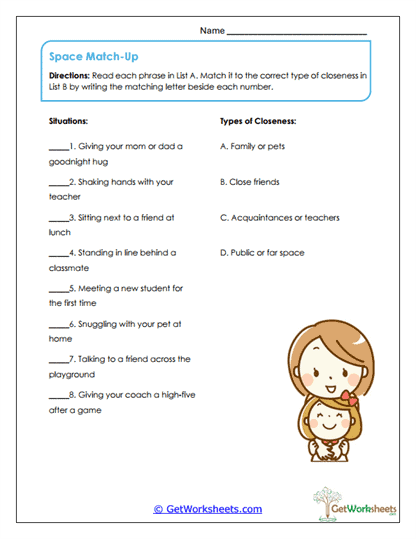 Space Match-Up Worksheet