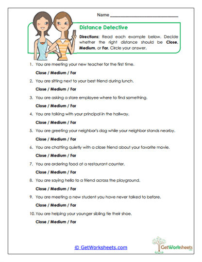 Distance Detective Worksheet