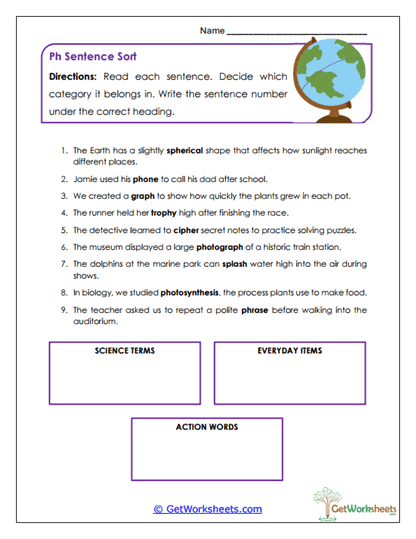 Sentence Sort Worksheet