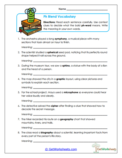 Blend Vocabulary Worksheet