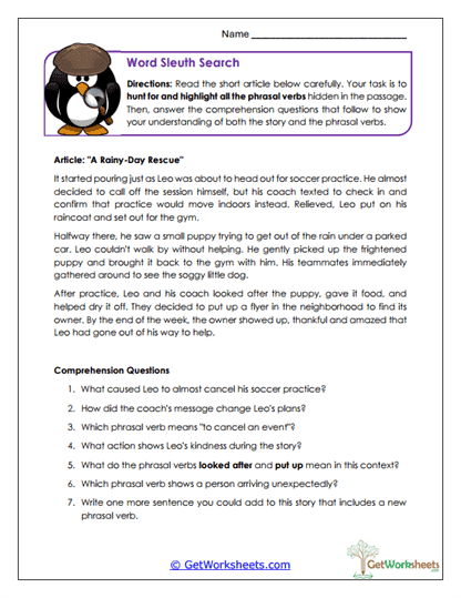 Phrasal Verb Search Worksheet