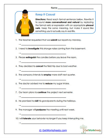 Conversational Phrases Worksheet